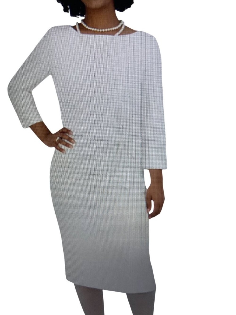 Kasper Women's Side-Tie 3/4-Sleeve Crepe White Dress  Medium  NWT